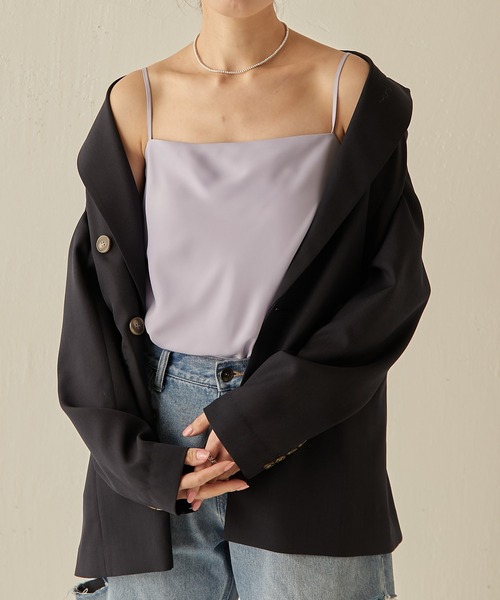 COLLAGE GALLARDAGALANTE（コラージュガリャルダガランテ）の「シルキーキャミ（キャミソール・レディース・ブラック/アイボリー/パープル・FREE）」の21枚目の写真