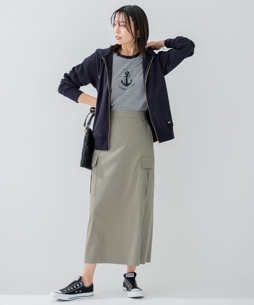 23区(ニジュウサンク)の「【洗える】オーガニックコットンテリー ジップアップ フーディー(パーカー・レディース・ネイビー系/ホワイト系/ライトグレー系・38)」の22枚目の写真