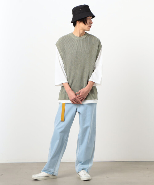 Purple&Yellow（パープルアンドイエロー）の「【セットアイテム】ニットベスト＆Ｔシャツ（ベスト・メンズ・スモークピンク/ライトグリーン・LARGE/MEDIUM/SMALL）」の21枚目の写真