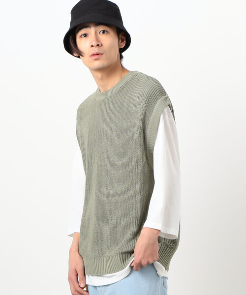 Purple&Yellow（パープルアンドイエロー）の「【セットアイテム】ニットベスト＆Ｔシャツ（ベスト・メンズ・スモークピンク/ライトグリーン・LARGE/MEDIUM/SMALL）」の20枚目の写真