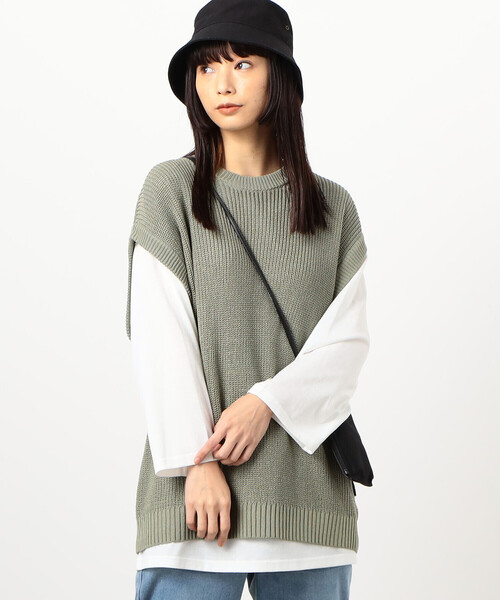 Purple&Yellow（パープルアンドイエロー）の「【セットアイテム】ニットベスト＆Ｔシャツ（ベスト・メンズ・スモークピンク/ライトグリーン・LARGE/MEDIUM/SMALL）」の16枚目の写真