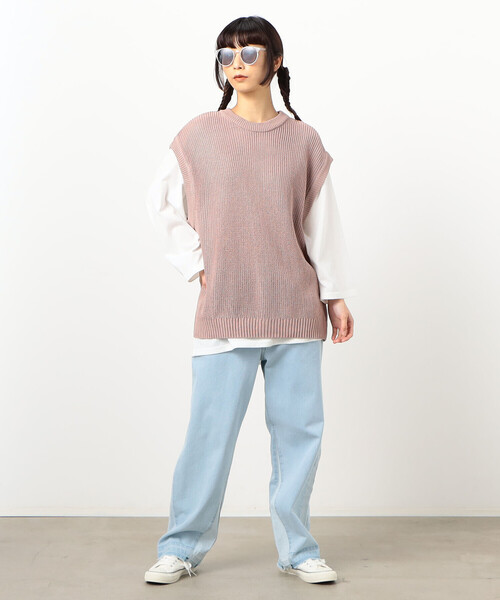 Purple&Yellow（パープルアンドイエロー）の「【セットアイテム】ニットベスト＆Ｔシャツ（ベスト・メンズ・スモークピンク/ライトグリーン・LARGE/MEDIUM/SMALL）」の14枚目の写真