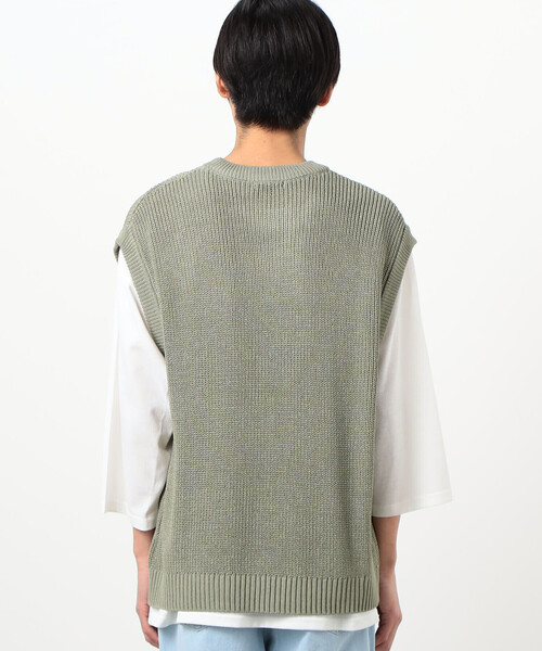 Purple&Yellow（パープルアンドイエロー）の「【セットアイテム】ニットベスト＆Ｔシャツ（ベスト・メンズ・スモークピンク/ライトグリーン・LARGE/MEDIUM/SMALL）」の10枚目の写真