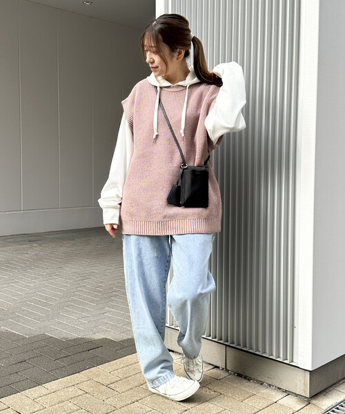 Purple&Yellow（パープルアンドイエロー）の「【セットアイテム】ニットベスト＆Ｔシャツ（ベスト・メンズ・スモークピンク/ライトグリーン・LARGE/MEDIUM/SMALL）」の3枚目の写真