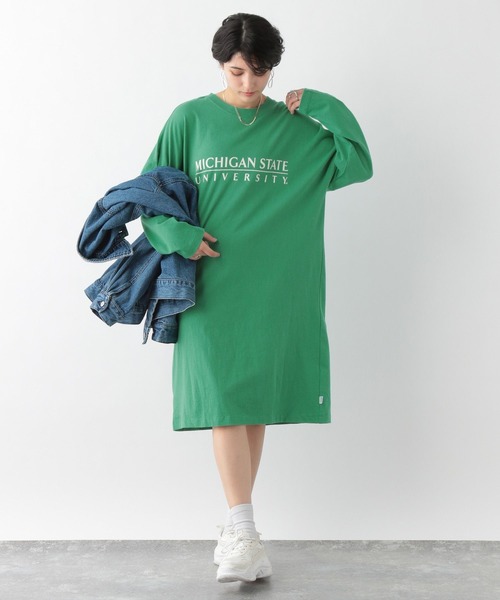 DISCUS(ディスカス)の「DISCUSカレッジプリントワンピース(ワンピース・レディース・ホワイト/ブルー/グリーン・FREE)」の2枚目の写真