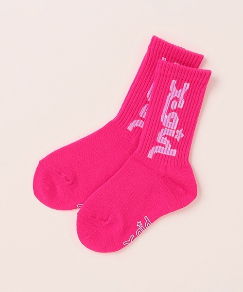 X-girl Stages（エックスガールステージス）の「ミルズロゴクルーソックス【日本製】（ソックス/靴下・キッズ・ブラック/ホワイト/ピンク・15-17cm/19-21cm/13-15cm/17-19cm）」の3枚目の写真