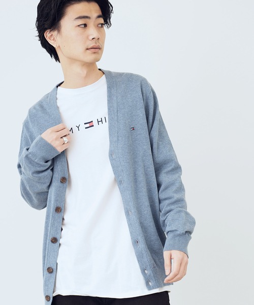 TOMMY HILFIGER（トミーヒルフィガー）の「TOMMY HILFIGER / SIGNATURE CARDIGAN コットン カーディガン（カーディガン/ボレロ・メンズ・ベージュ/ネイビー/ブラック/サックスブルー・MEDIUM/LARGE/X-LARGE）」の4枚目の写真