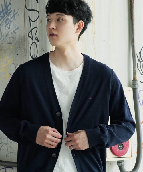 TOMMY HILFIGER（トミーヒルフィガー）の「TOMMY HILFIGER / SIGNATURE CARDIGAN コットン カーディガン（カーディガン/ボレロ・メンズ・ベージュ/ネイビー/ブラック/サックスブルー・MEDIUM/LARGE/X-LARGE）」の3枚目の写真