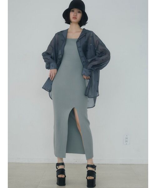 EMODA（エモダ）の「ワイドストラップリブスリットワンピース