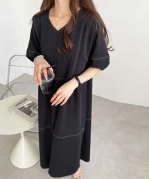 ワンピース キャップスリーブ Vネック」に該当するファッション