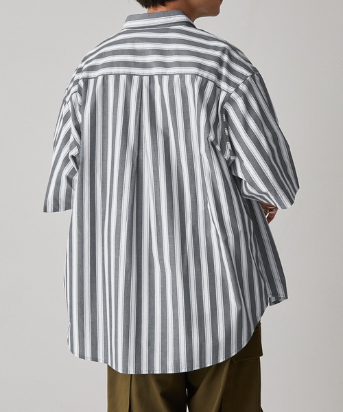 ボールドストライプレギュラーカラーS/Sブロードシャツ MONO-MART