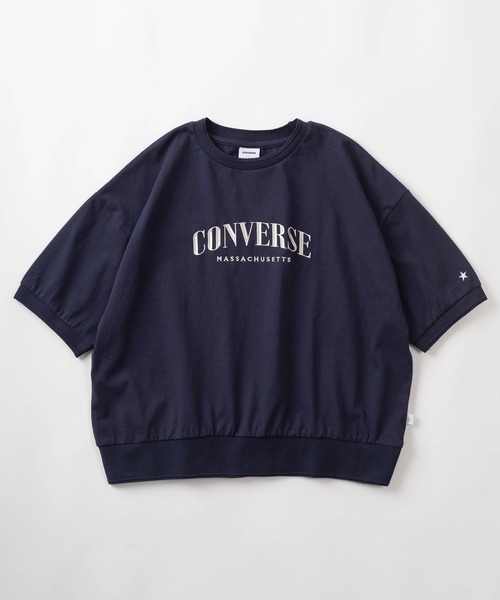 CONVERSE(コンバース)の「【CONVERSE/コンバース】ワイドシルエット ブランドロゴ刺繍 リブデザイン ショート丈 半袖Tシャツ/ワンポイント/ピスネーム(Tシャツ/カットソー・レディース・ブラック/ネイビー/ホワイト・M/L)」の9枚目の写真