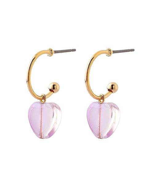 ANEMONE（アネモネ）の「オーロラカラーハートフープピアス（ピアス（両耳用）・レディース・レインボー/パープル/ベージュ・FREE）」の4枚目の写真