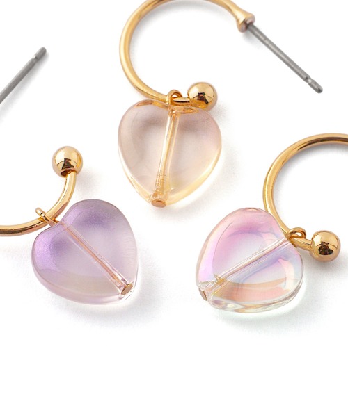 ANEMONE（アネモネ）の「オーロラカラーハートフープピアス（ピアス（両耳用）・レディース・レインボー/パープル/ベージュ・FREE）」の6枚目の写真