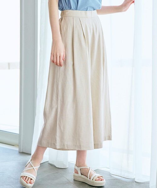 grove（グローブ）の「◆ナチュラル美人!ヨーロピアンリネン混フレアスカートパンツ（その他パンツ・レディース・ブラック/ライトベージュ/ブルー/イエロー・02/03/01/05/04）」の2枚目の写真