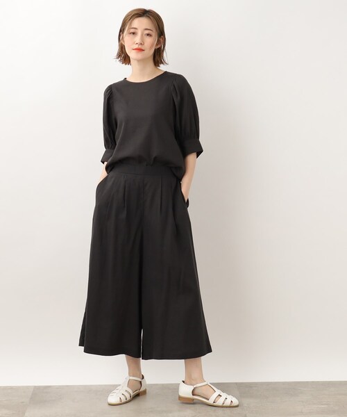 grove（グローブ）の「◆ナチュラル美人!ヨーロピアンリネン混フレアスカートパンツ（その他パンツ・レディース・ブラック/ライトベージュ/ブルー/イエロー・02/03/01/05/04）」の5枚目の写真