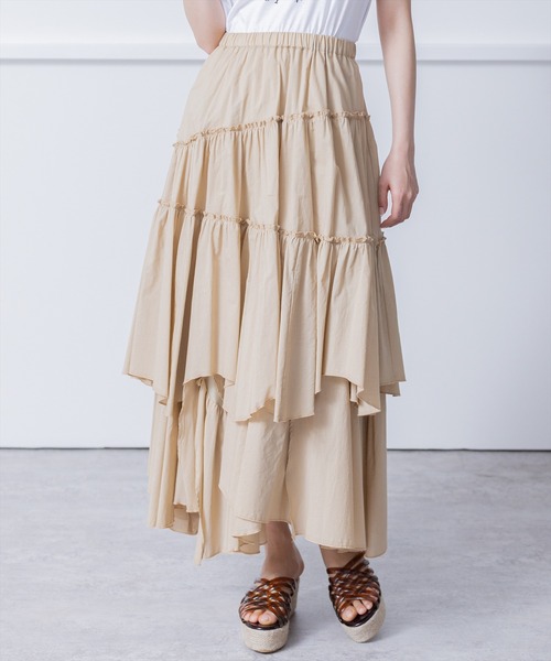 clear（クリア）の「×ランダムティアードスカート（スカート・レディース・ライトグリーン/ホワイト/ブラック/ベージュ/ブラウン・F）」の4枚目の写真