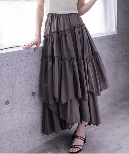 clear（クリア）の「×ランダムティアードスカート（スカート・レディース・ライトグリーン/ホワイト/ブラック/ベージュ/ブラウン・F）」の3枚目の写真