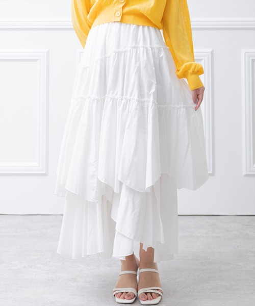 clear（クリア）の「×ランダムティアードスカート（スカート・レディース・ライトグリーン/ホワイト/ブラック/ベージュ/ブラウン・F）」の2枚目の写真