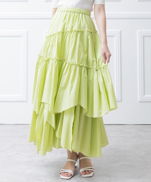 clear（クリア）の「×ランダムティアードスカート（スカート・レディース・ライトグリーン/ホワイト/ブラック/ベージュ/ブラウン・F）」の5枚目の写真