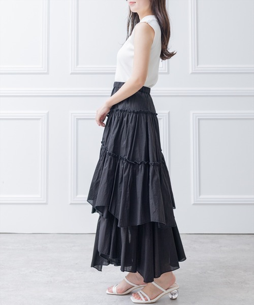 clear（クリア）の「×ランダムティアードスカート（スカート・レディース・ライトグリーン/ホワイト/ブラック/ベージュ/ブラウン・F）」の19枚目の写真