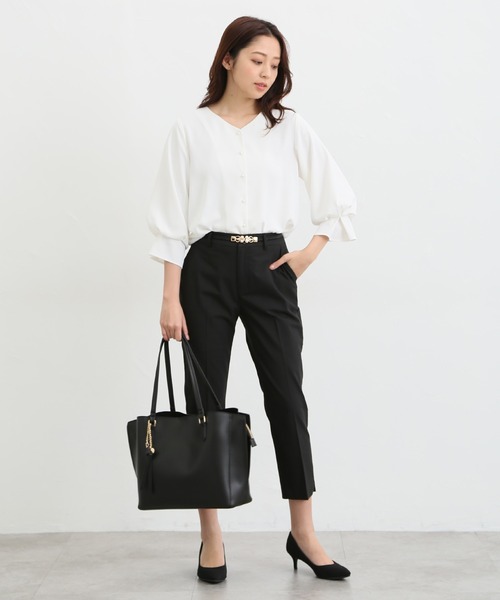 Honeys（ハニーズ）の「パール付ゴムベルト（ベルト・レディース・アイボリー/ブラック・FREE）」の6枚目の写真