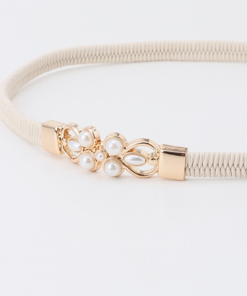 Honeys（ハニーズ）の「パール付ゴムベルト（ベルト・レディース・アイボリー/ブラック・FREE）」の11枚目の写真