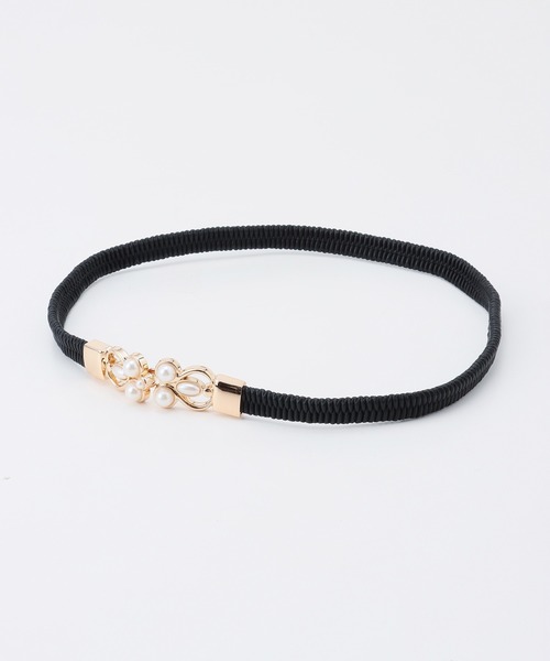 Honeys（ハニーズ）の「パール付ゴムベルト（ベルト・レディース・アイボリー/ブラック・FREE）」の12枚目の写真