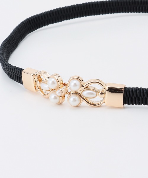 Honeys（ハニーズ）の「パール付ゴムベルト（ベルト・レディース・アイボリー/ブラック・FREE）」の13枚目の写真