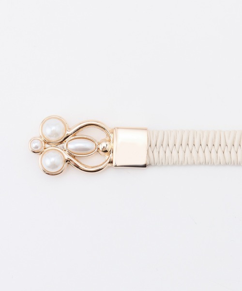 Honeys（ハニーズ）の「パール付ゴムベルト（ベルト・レディース・アイボリー/ブラック・FREE）」の14枚目の写真