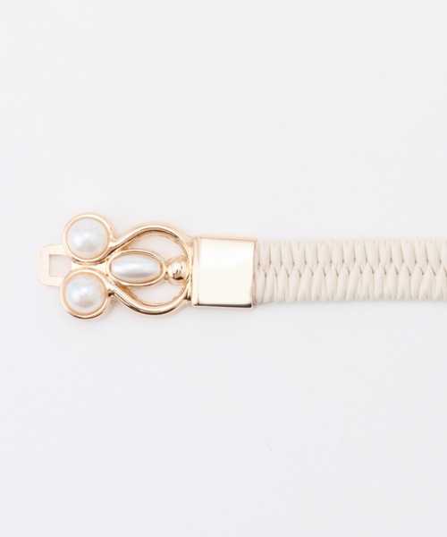 Honeys（ハニーズ）の「パール付ゴムベルト（ベルト・レディース・アイボリー/ブラック・FREE）」の15枚目の写真