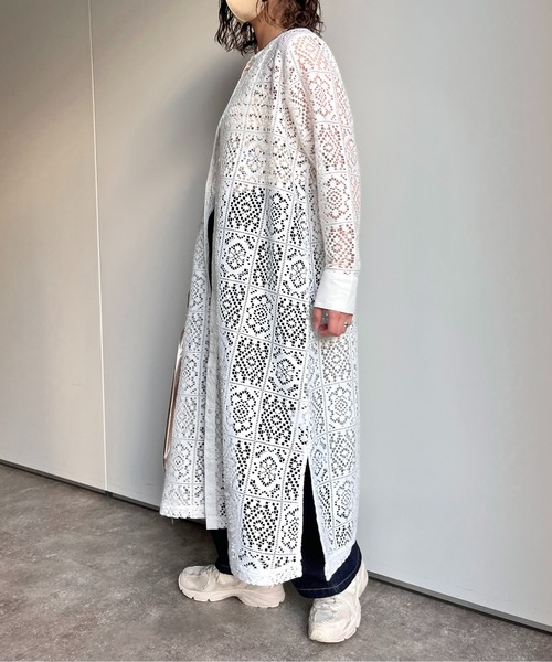 CPCM(シーピーシーエム)の「ブロックレース長袖シャツワンピース(シャツワンピース・レディース・オフホワイト/アイボリー/ブラック・FREE)」の8枚目の写真