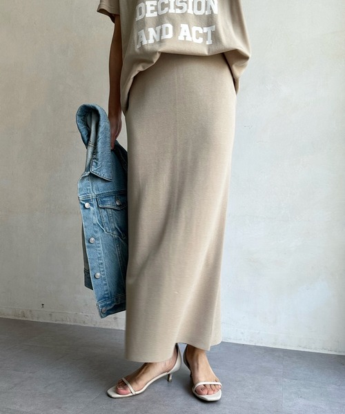 DouDou（ドゥドゥ）の「バックスリットニットスカート（スカート・レディース・ホワイト/ベージュ/グリーン/ネイビー・FREE）」の19枚目の写真