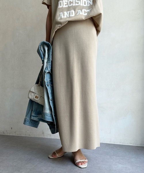 DouDou（ドゥドゥ）の「バックスリットニットスカート（スカート・レディース・ホワイト/ベージュ/グリーン/ネイビー・FREE）」の15枚目の写真