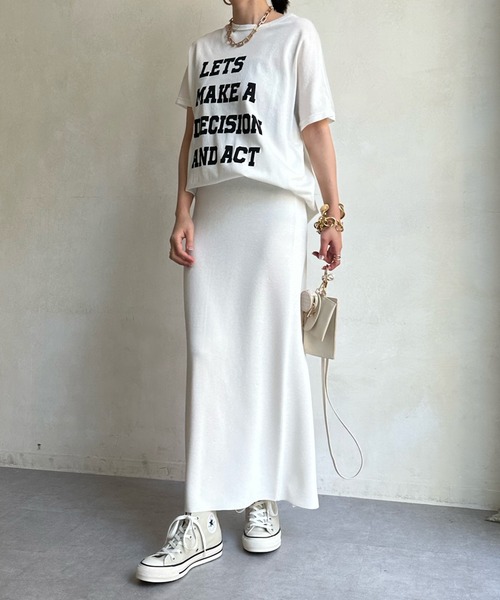 DouDou（ドゥドゥ）の「バックスリットニットスカート（スカート・レディース・ホワイト/ベージュ/グリーン/ネイビー・FREE）」の22枚目の写真