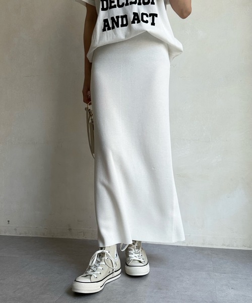 DouDou（ドゥドゥ）の「バックスリットニットスカート（スカート・レディース・ホワイト/ベージュ/グリーン/ネイビー・FREE）」の18枚目の写真