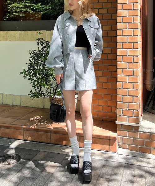 SPIRALGIRL（スパイラルガール）の「リネンライクワークジャケット（その他アウター・レディース・グレー/グリーン/ホワイト・FREE）」の5枚目の写真