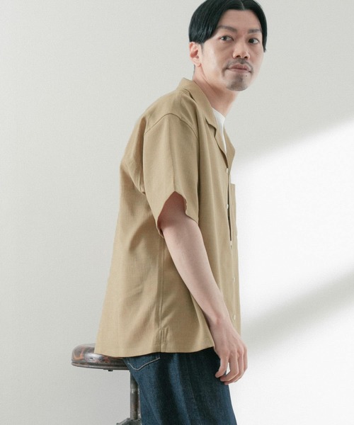 ITEMS URBANRESEARCH（アイテムズ アーバンリサーチ）の「ポリツイル 半袖オープンカラーシャツ（シャツ/ブラウス・メンズ・ベージュ/ネイビー/チャコールグレー・MEDIUM/LARGE）」の5枚目の写真