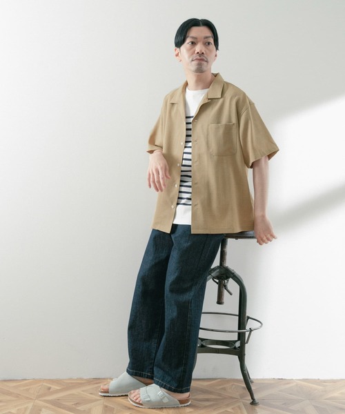 ITEMS URBANRESEARCH（アイテムズ アーバンリサーチ）の「ポリツイル 半袖オープンカラーシャツ（シャツ/ブラウス・メンズ・ベージュ/ネイビー/チャコールグレー・MEDIUM/LARGE）」の7枚目の写真