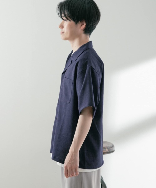 ITEMS URBANRESEARCH（アイテムズ アーバンリサーチ）の「ポリツイル 半袖オープンカラーシャツ（シャツ/ブラウス・メンズ・ベージュ/ネイビー/チャコールグレー・MEDIUM/LARGE）」の9枚目の写真