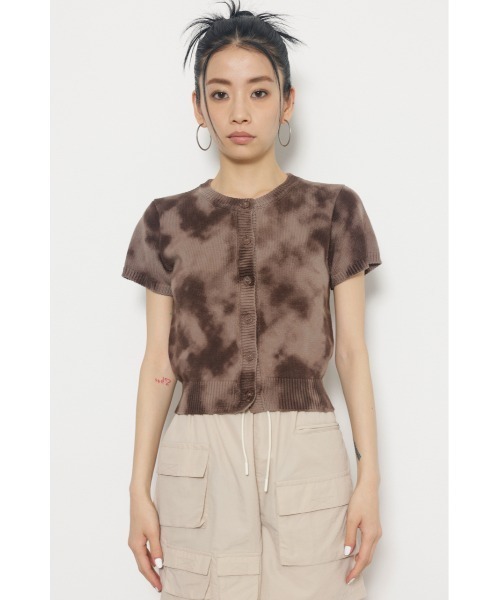 LAGUA GEM ベージュ クロップドニット 長袖 ダメージ加工 LAGUA GEM（ラグアジェム） ニット セーター CRASH COMPACT 2PIECE