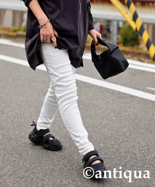 antiqua（アンティカ）の「サルエルラインスキニーパンツ（その他パンツ・レディース・ブラック/チャコールグレー/カーキ/ネイビー/オフホワイト・L/XS/S/XL/M）」の8枚目の写真