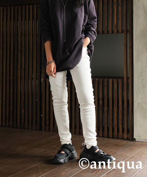 antiqua（アンティカ）の「サルエルラインスキニーパンツ（その他パンツ・レディース・ブラック/チャコールグレー/カーキ/ネイビー/オフホワイト・L/XS/S/XL/M）」の11枚目の写真