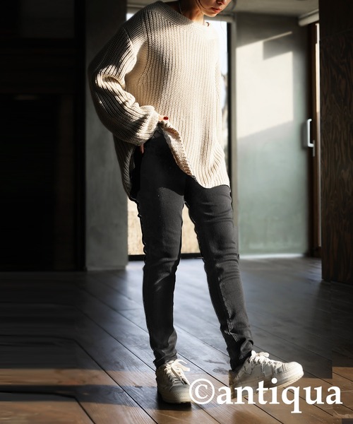 antiqua（アンティカ）の「サルエルラインスキニーパンツ（その他パンツ・レディース・ブラック/チャコールグレー/カーキ/ネイビー/オフホワイト・L/XS/S/XL/M）」の14枚目の写真