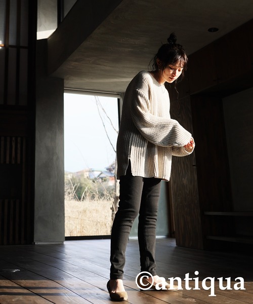 antiqua（アンティカ）の「サルエルラインスキニーパンツ（その他パンツ・レディース・ブラック/チャコールグレー/カーキ/ネイビー/オフホワイト・L/XS/S/XL/M）」の17枚目の写真