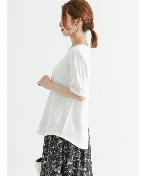 Te chichi(テチチ)の「針抜きリブ後ろスリット5分袖プルオーバー(Tシャツ/カットソー・レディース・グリーン/ブラック/オフホワイト・フリ-)」の11枚目の写真