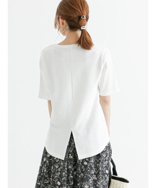 Te chichi(テチチ)の「針抜きリブ後ろスリット5分袖プルオーバー(Tシャツ/カットソー・レディース・グリーン/ブラック/オフホワイト・フリ-)」の12枚目の写真