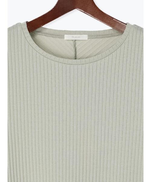 Te chichi(テチチ)の「針抜きリブ後ろスリット5分袖プルオーバー(Tシャツ/カットソー・レディース・グリーン/ブラック/オフホワイト・フリ-)」の19枚目の写真