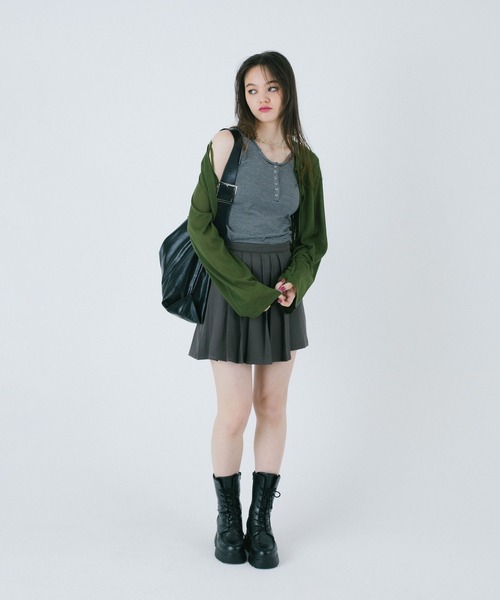 TINA:JOJUN(ティーナジョジュン)の「シアー リボンカーディガン TINA:JOJUN(カーディガン/ボレロ・レディース・アイボリー/カーキ/スモークピンク・M)」の16枚目の写真