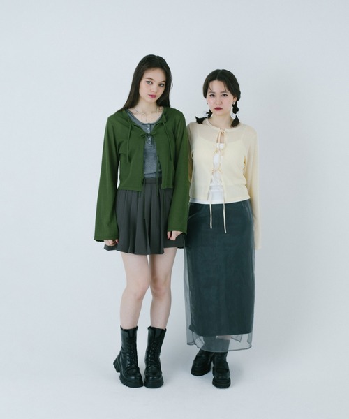 TINA:JOJUN(ティーナジョジュン)の「シアー リボンカーディガン TINA:JOJUN(カーディガン/ボレロ・レディース・アイボリー/カーキ/スモークピンク・M)」の9枚目の写真